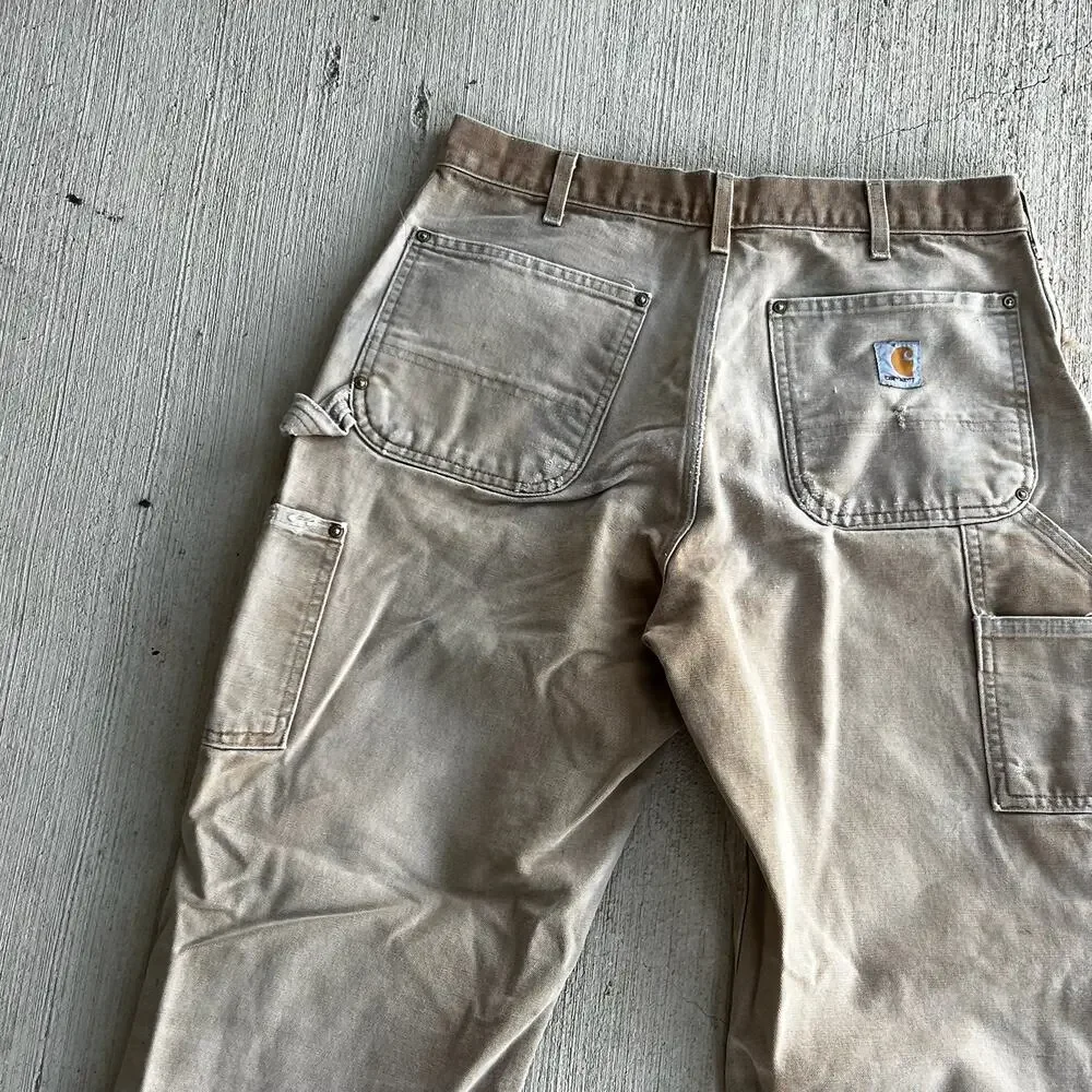 Carhartt faded brown double knee work wear carpenter pants